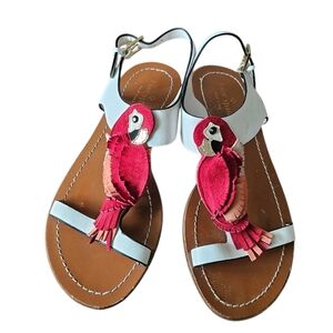 Kate Spade Novelty Suede Charlie Vibrant Parrot Decor Sandals Shoes Size 7